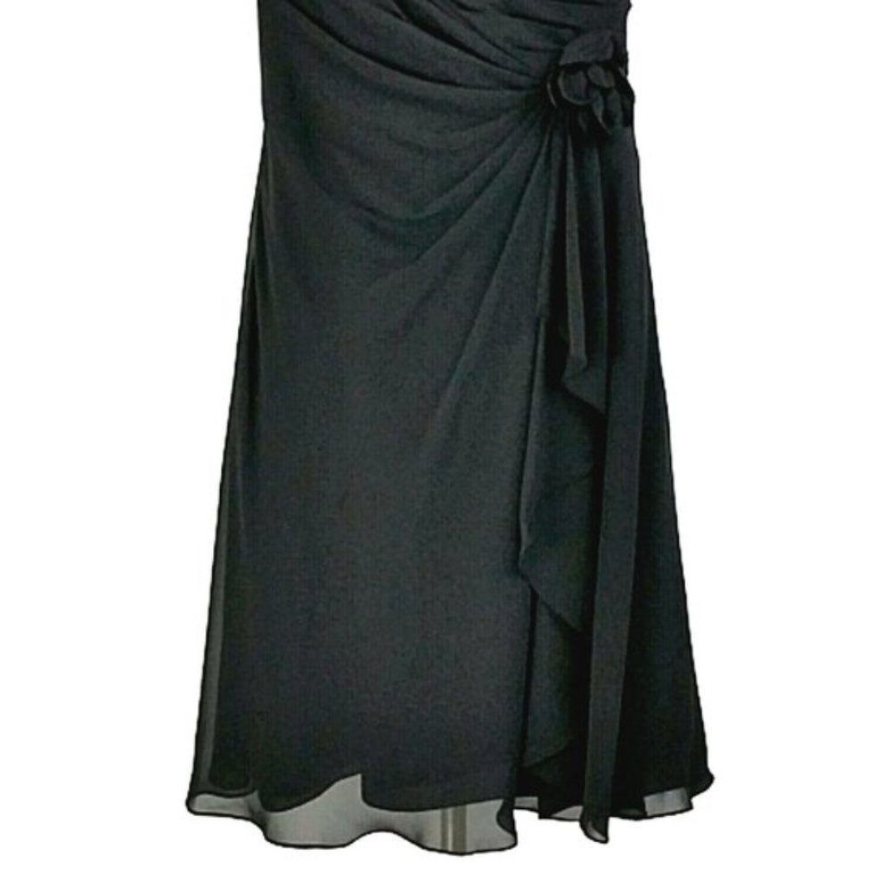 B2 Black Chiffon Pleated Sleeveless A-Line Dress - Picture 7 of 8